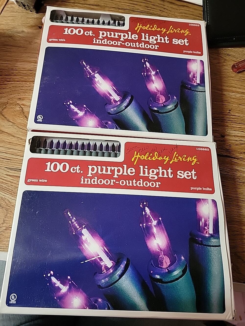 2 HOLIDAY LIVING 100 COUNT PURPLE LIGHT SETS INDOOR-OUTDOOR--NEW